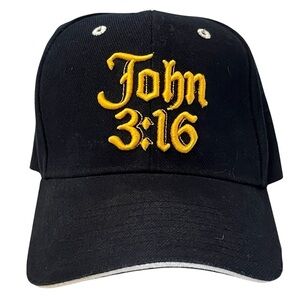 Black and Gold Embroidered John 3:16 Cap